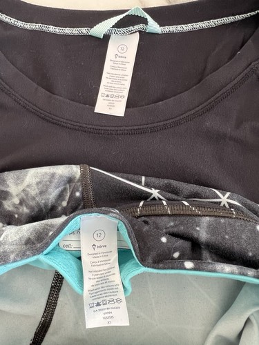 Ivivva By Lululemon Girls 2pc Set Sz 12 Shirt Leggings asymmetrical heart Geo - Picture 24 of 24