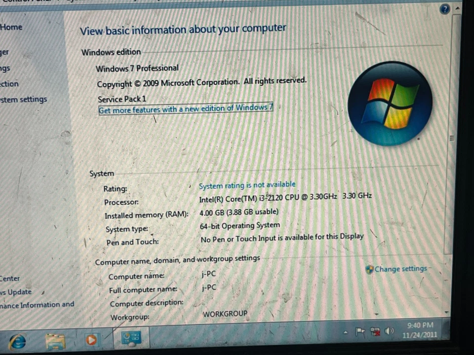 Dell Optiplex 790 USFF Computer Windows 7 Professional 64bit i3 4gb Serial Port - Image 3 of 4