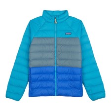 Patagonia belay blue Down Sweater Jacket Kids sm 7-8 Quilted Puffer Coat 2023