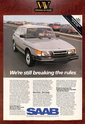 1985 Saab 900 Sport Vintage Print Ad - We're Still Breaking The Rules