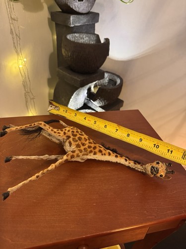 Statuine giraffa africana artigianali set di 2 sculture animali cuoio nascondiglio - Foto 17 di 19
