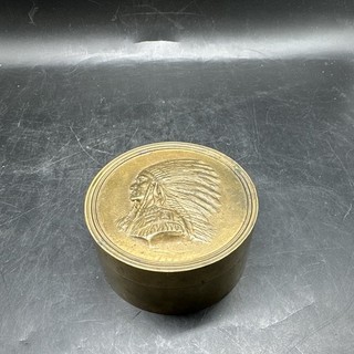 Vintage Brass Indian Head Container I.14