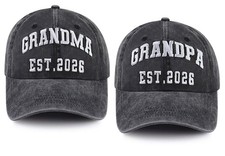 2PCS Grandpa and Grandma Est 2026 Hat for Men Women, Funny Adjustable Embroid...