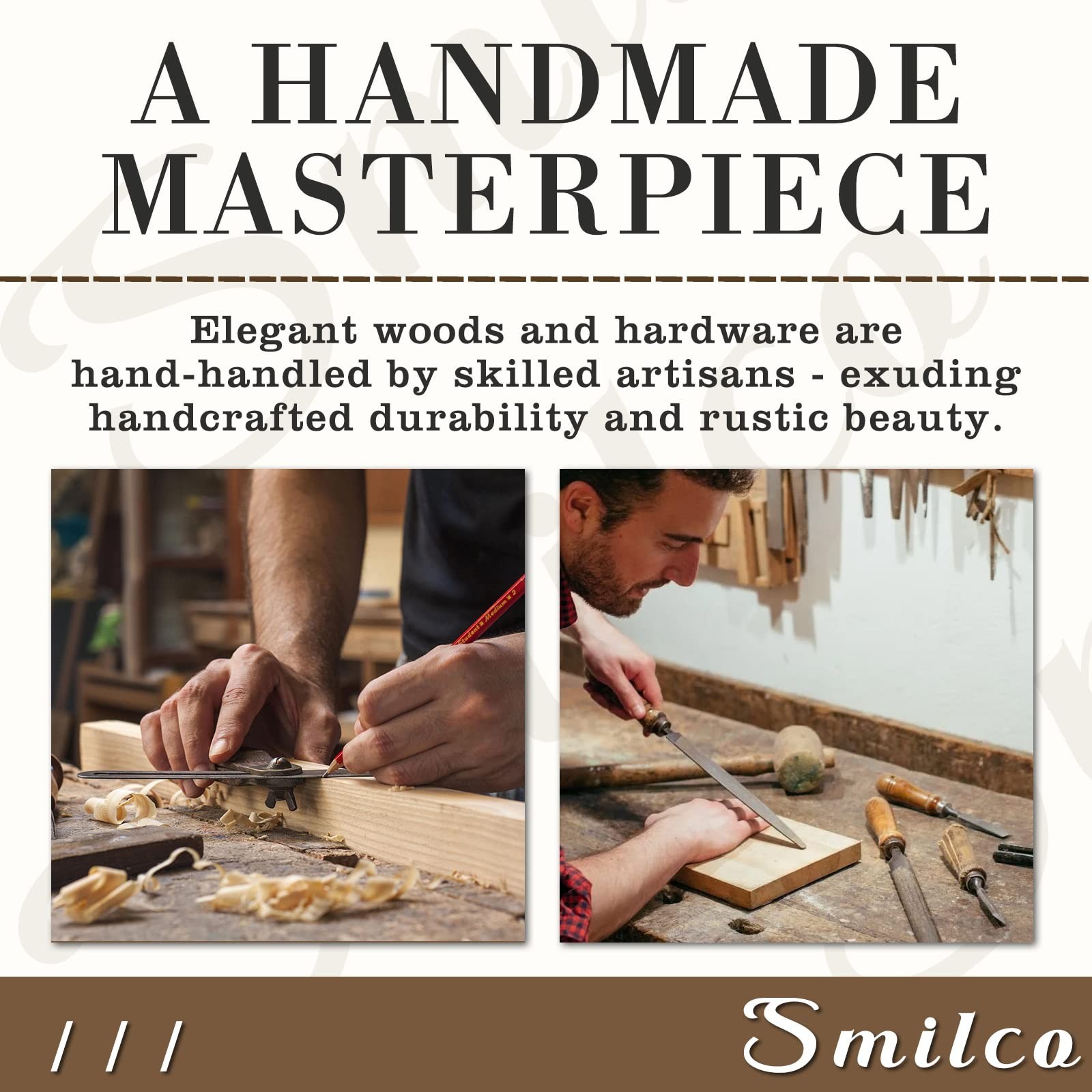 Smilco Wooden Storage Box with Hinged Lid Acacia Wood Hand-Crafted Wooden Box...