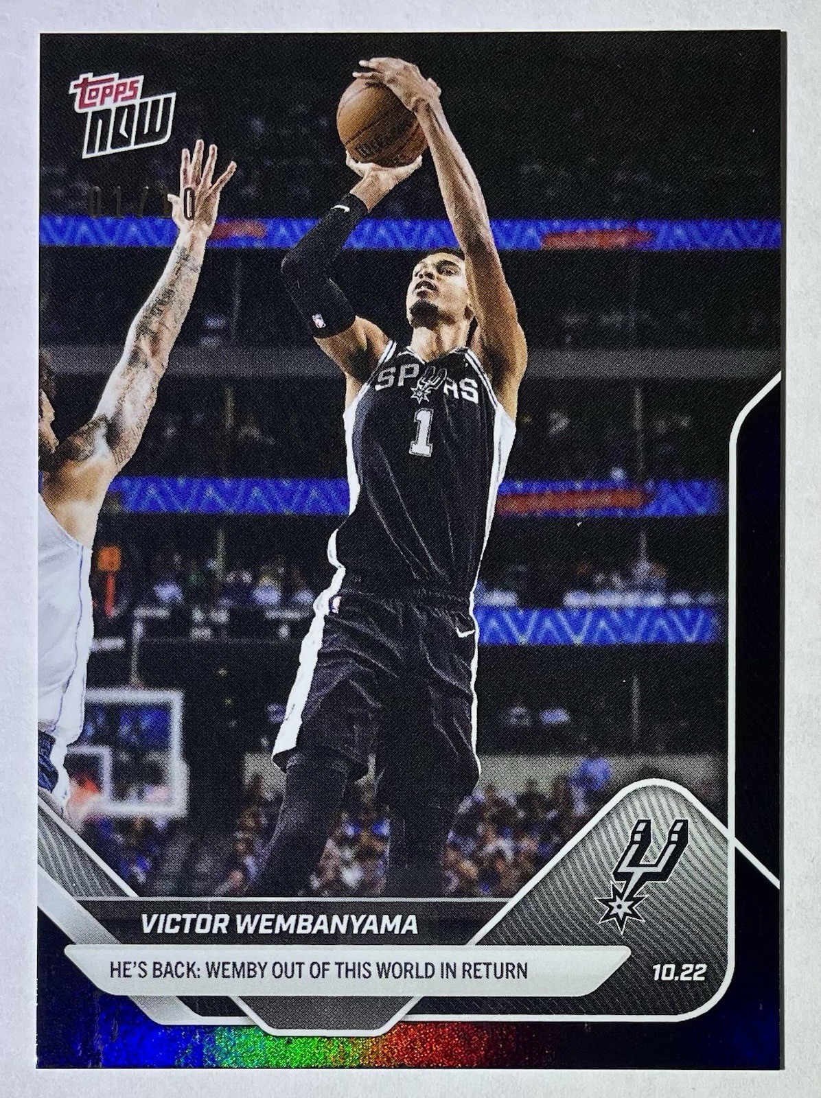2025-26 Topps Now NBA Victor Wembanyama #19 Black Foil 1/10 Jersey #