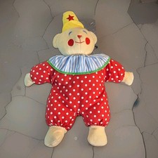 Vintage Eden Plush Clown Doll Red Polka Dot Baby Toy Soft Stuffed 14"
