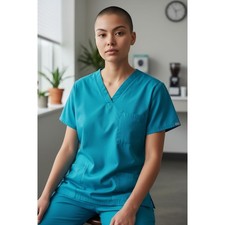 Hospital Scrubs Unisex 1 Reversible V Neck Top  12 Drawstring Pants Green