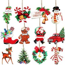 Amyhill 36 Pcs Vintage Christmas Ornament Wooden Christmas Ornaments Vintage ...