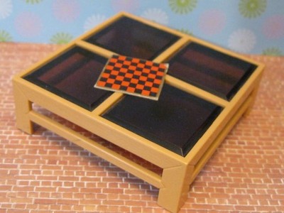 vtg 70s Tomy Smaller Homes Dollhouse Furniture LIVING ROOM COFFEE TABLE/Checkers