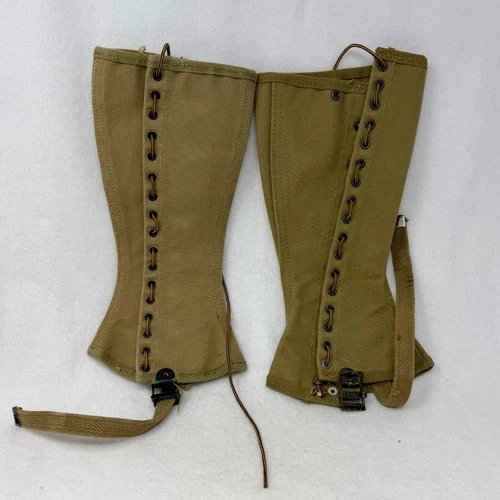 VINTAGE WWII US ARMY CANVAS MILITARY SPATS GAITERS BOOT COVERS LEGGINGS