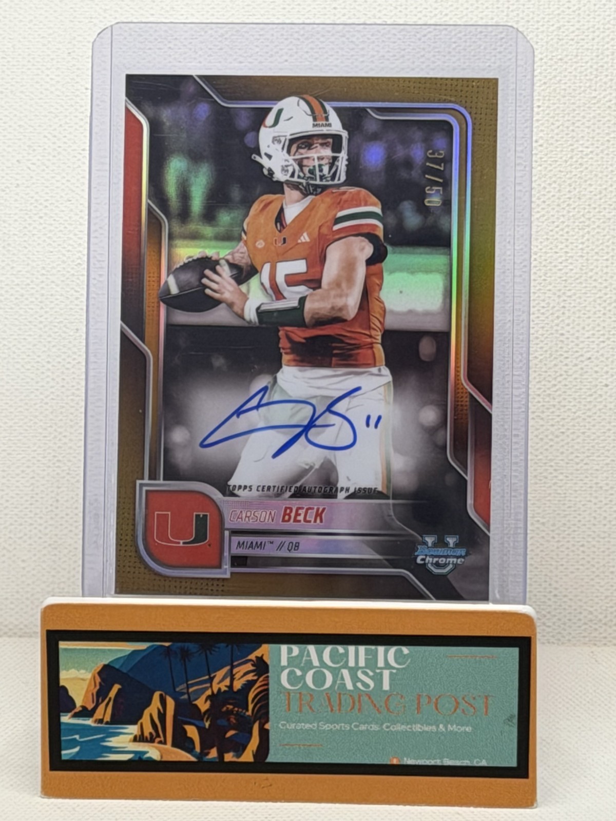 2025 Bowman U Chrome Football- CARSON BECK #BCA-CBE- Gold Prospect Auto - 37/50