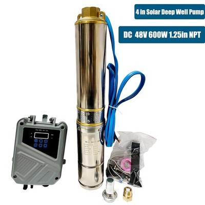 DC 48V 600W 4'' Solar Pump Submersible Pump Bore Deep Well Pump+MPPT Controller