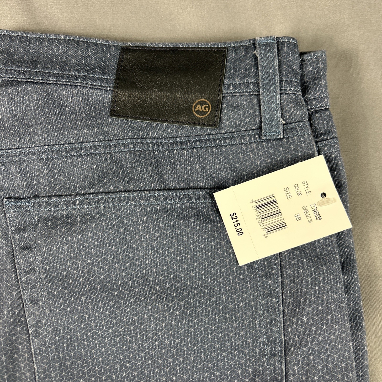 AG Jeans Everett Slim Straight 38 x 34 Blue Multi Cotton NWT MSRP $235