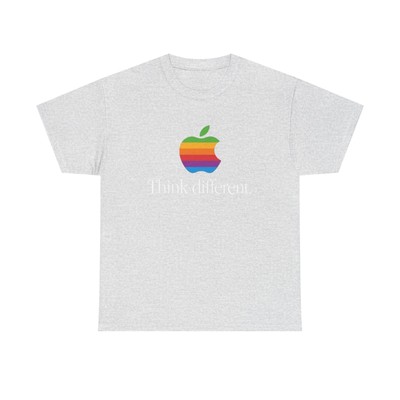 Apple Tshirt Think Diffrent Logo Vintage Tech Data Unisex Heavy Cotton Tee