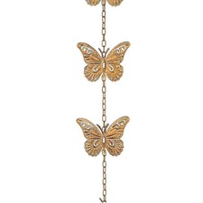 Ganz Gold Patina Butterfly Metal Rain Chain 69 Inch New