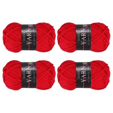 4PCS Crocheting Yarn, Crimson 4Ply Acrylic Yarn 100g, 219Yards