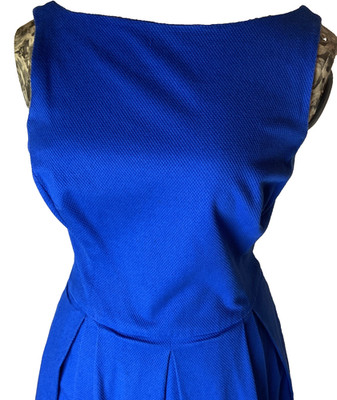POLO RALPH LAUREN Womens Cobalt Blue Fit and Flare Pleat Summer Preppy Dress 2