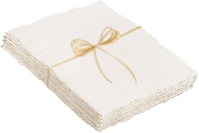 25 Sheets Cotton Watercolor Paper, 300 GSM, 4 x 6 inch, White, Textured, Deckled