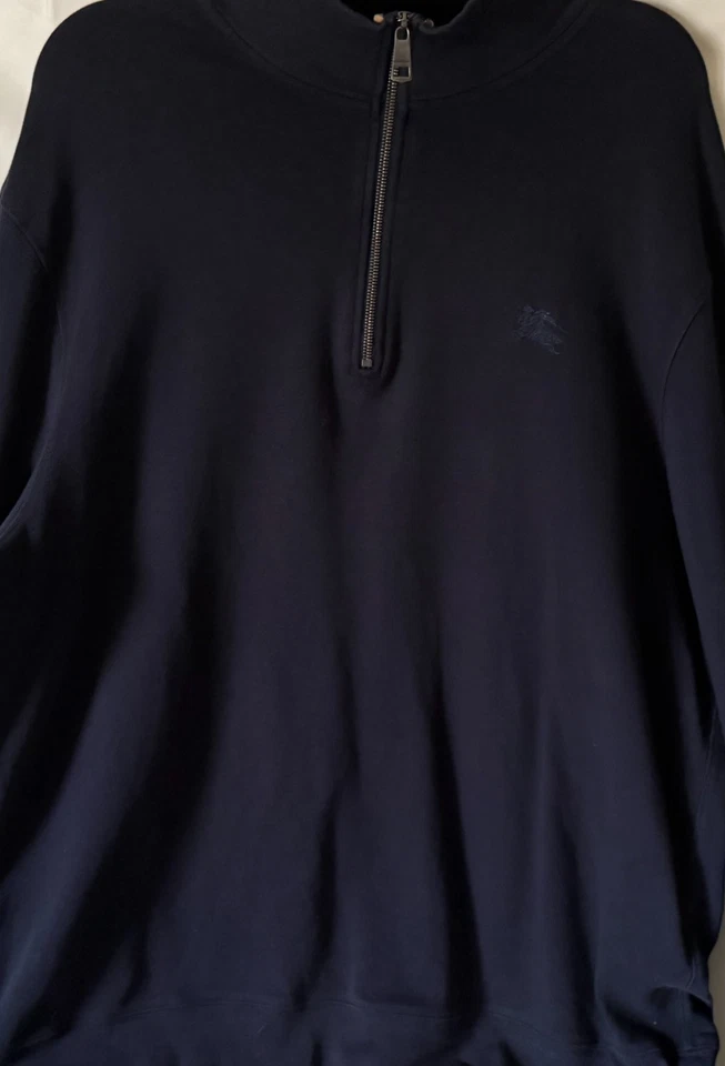 Sudadera Pullover Hombre Burberry Brit 1/4 Cremallera Azul Marino Algodón Talla XXL Foto 2 de 4
