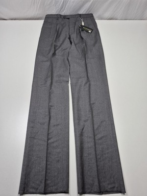 Zanieri Dress Pants Mens 32x37 Gray Wool Pleated Straight Super 100s Italy NWT
