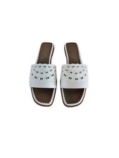 Hermes White Leather S/S 2023 Gaelle Chaine Woman Flat Sandals, Size 39