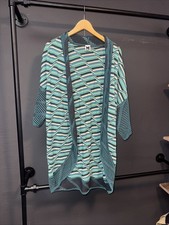 M Missoni Cocoon Open Cardigan Wool Blend Blue Black White SZ IT 46/10 