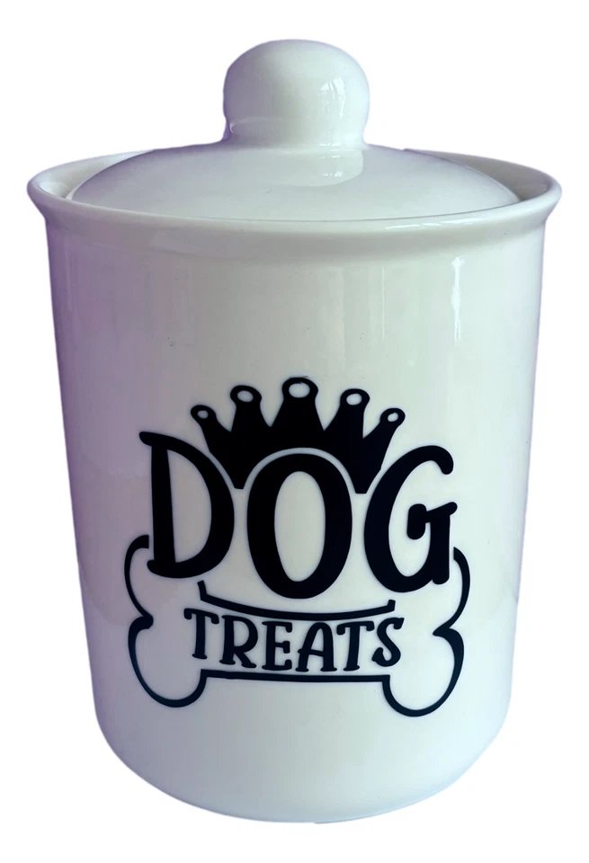 Tarro de golosinas personalizadas para perros ollas de cerámica de porcelana pata blanca y negra Foto 3 de 4