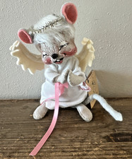 Vintage Annalee Christmas Mouse Praying Angel White Dress Eyes Closed w Tags