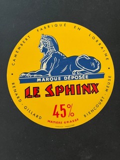 Etiquette Camembert Ancienne "Le Sphinx" Renard Gillard Biencourt Meuse 55