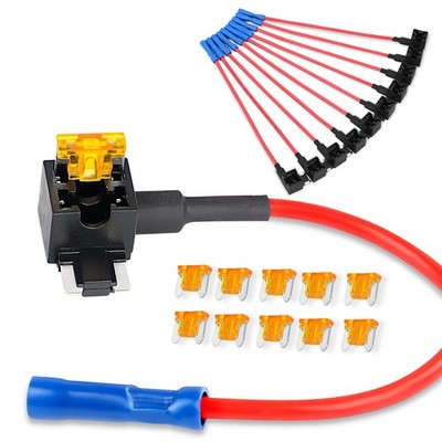 Nilight - 50038R 10 Pack 12V Car Add-A-Circuit Fuse TAP Adapter with 5 Amp Low