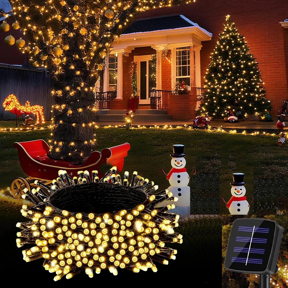 39Ft Outdoor String Lights Patio Party Yard Garden Wedding 100 LED Solar Powered - Image 3 of 4