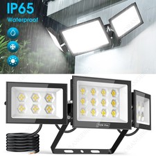 3 Head LED Floodlights Outdoor Waterproof Lights Courtyard Porch Garden Garage