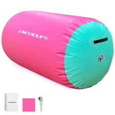 Gymnastics Air Roller Barrel Inflatable Tumble Mat Back Somersault Yoga Cheer...