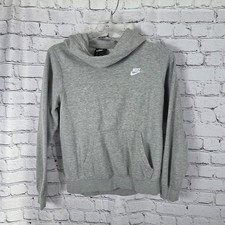 Nike Hoodie Women's M Gray Sportswear Funnel-Neck Pullover Sweatshirt BV4526-071
