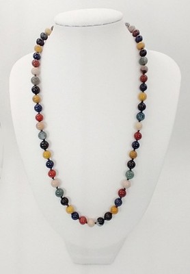 20'' Shungite Ruby Rose Quartz Rhodochrosite Labradorite Hematite Necklace, 6 mm