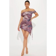 Fashion Nova Mesh open- shoulder Mini dress size S