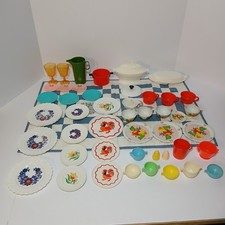 Assorted Plastic  Tin Childrens Kitchen Toys. Vintage Lot Of 51 Pcs. 70s  80s.