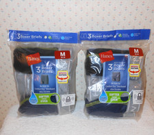 2 Pkgs. Hanes Boys Size MEDIUM Tagless Boxer Briefs 3 Pack Wicking Comfort Soft