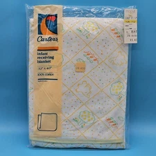 VTG Carter's Baby Infant Receiving Blanket NOS NEW Unisex 100% Cotton Elephant