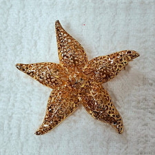 VTG Gold Tone Starfish Brooch Pin Openwork Filigree Nautical Sea Life Unsigned