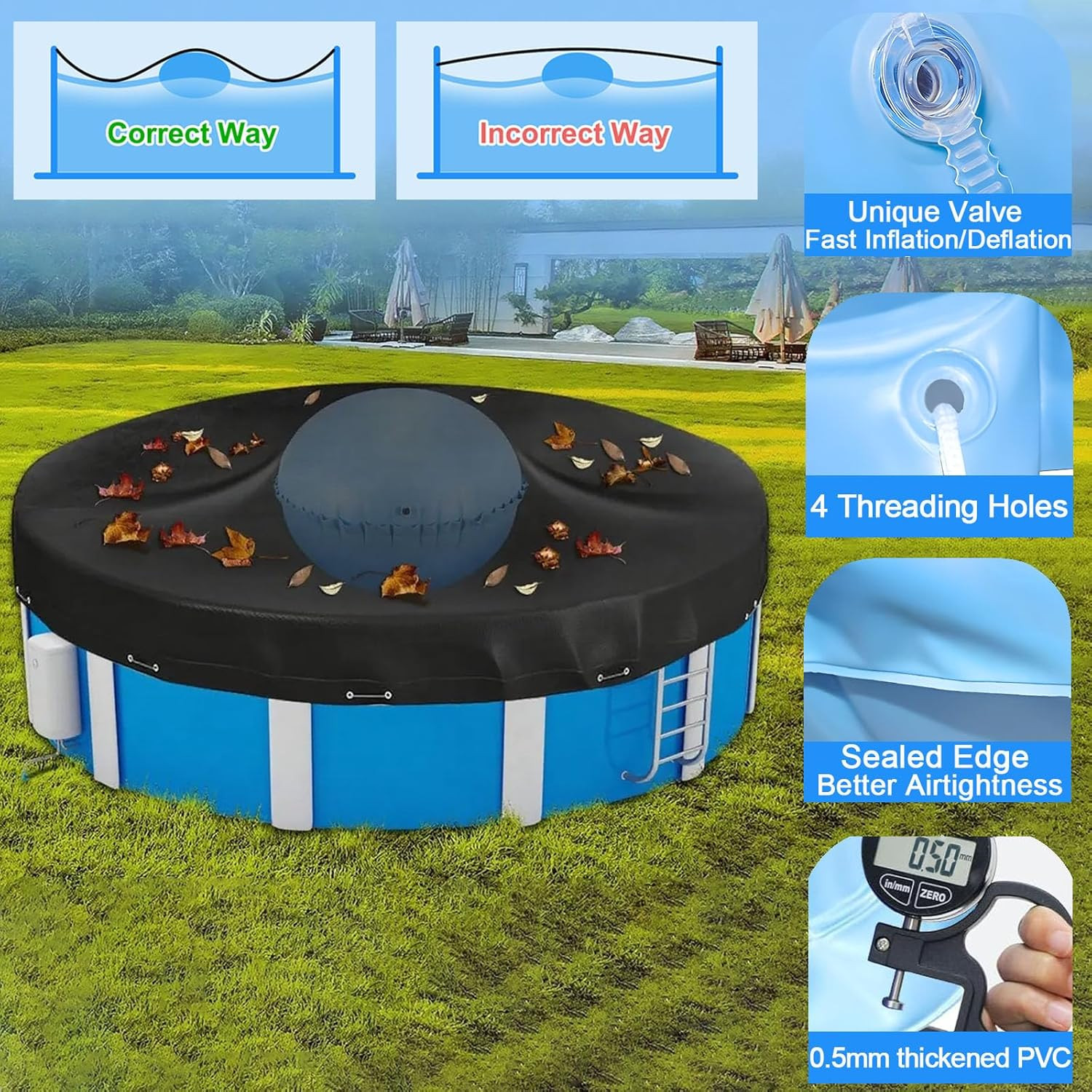 Pool Pillow, Pool Pillow for above Ground Pool, Ultra Thick & Durable Resistant