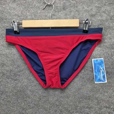 Adoretex Swimwear Bikini Bottom Womens L Red Colorblock Lined Classic Stretch