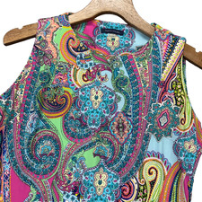 Tommy Hilfiger Dress Womens 10 Sleeveless A Line Paisley Multicolor Stretch