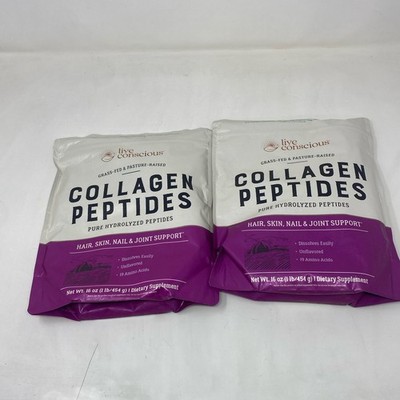 Live Conscious Collagen Peptides 16oz Unflavored Powder, 2-Pack