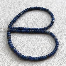 Natural Myanmar Blue Sapphire Smooth Rondelle Beads 4-6mm 14" Gemstone Strand