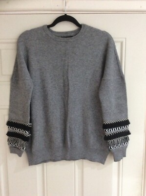 New Label Lab Lagenlook grau Quasten Stretch Pullover - Größe 10