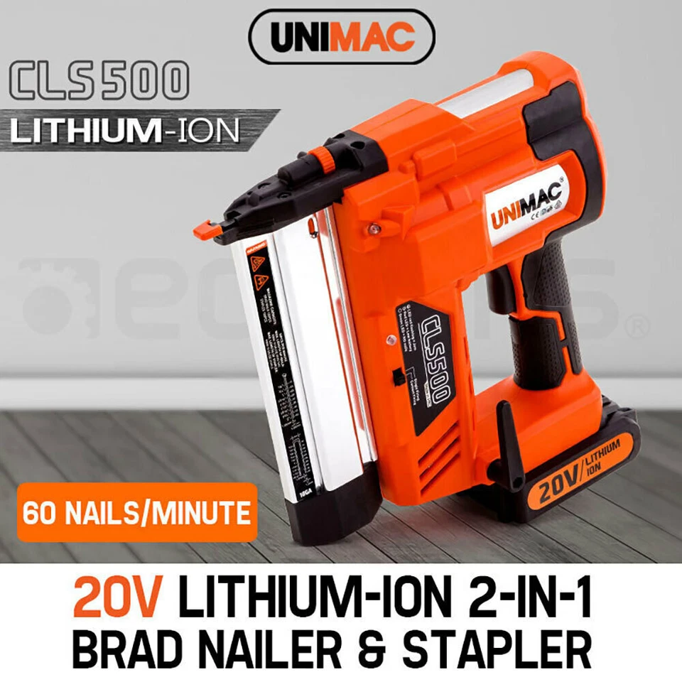 UNIMAC CLS500 15-50mm 18ga 2in1 Stapler/Brad Nail Gun Cordless Lithium Nailer