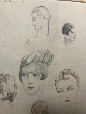 Dessin Croquis sur Défilé de Mode Femmes Art Deco Daté 1926 - Photo 1/4