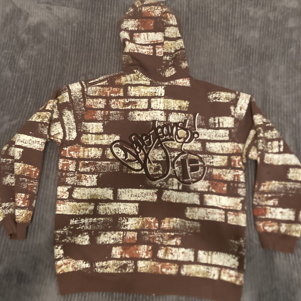 Pepe Jeans Bricks Blocks Graffiti Full Zip Hoodie Mens XL Brown