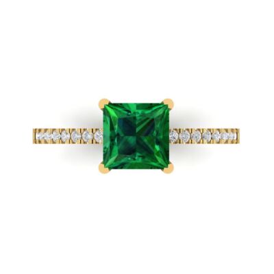 1,62 tcw Prinzessin Verlobungsring, 14K Gelbgold Lab Created Edelstein